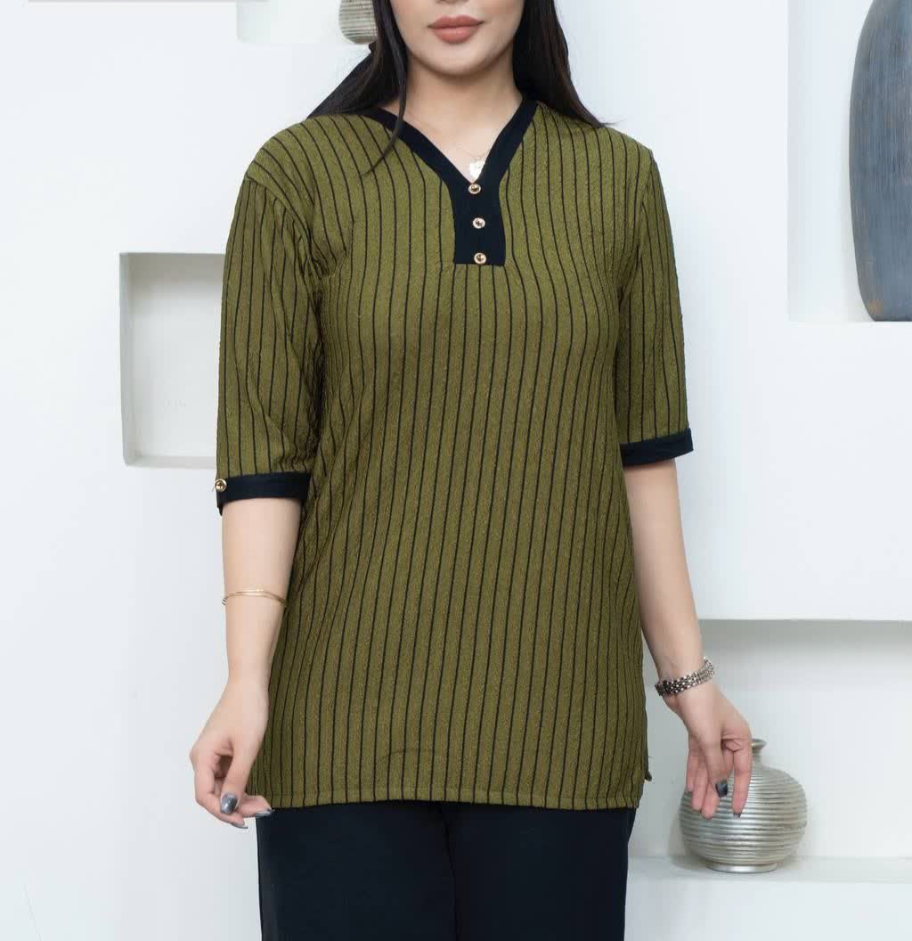 تیشرت سه دکمه استین کوتاه جنس مراکشی