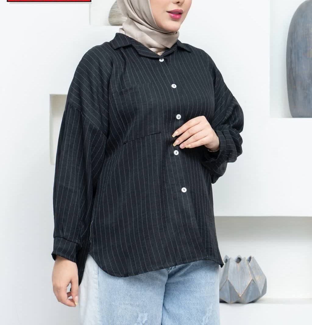 شومیز شانتون راه راه تک جیب