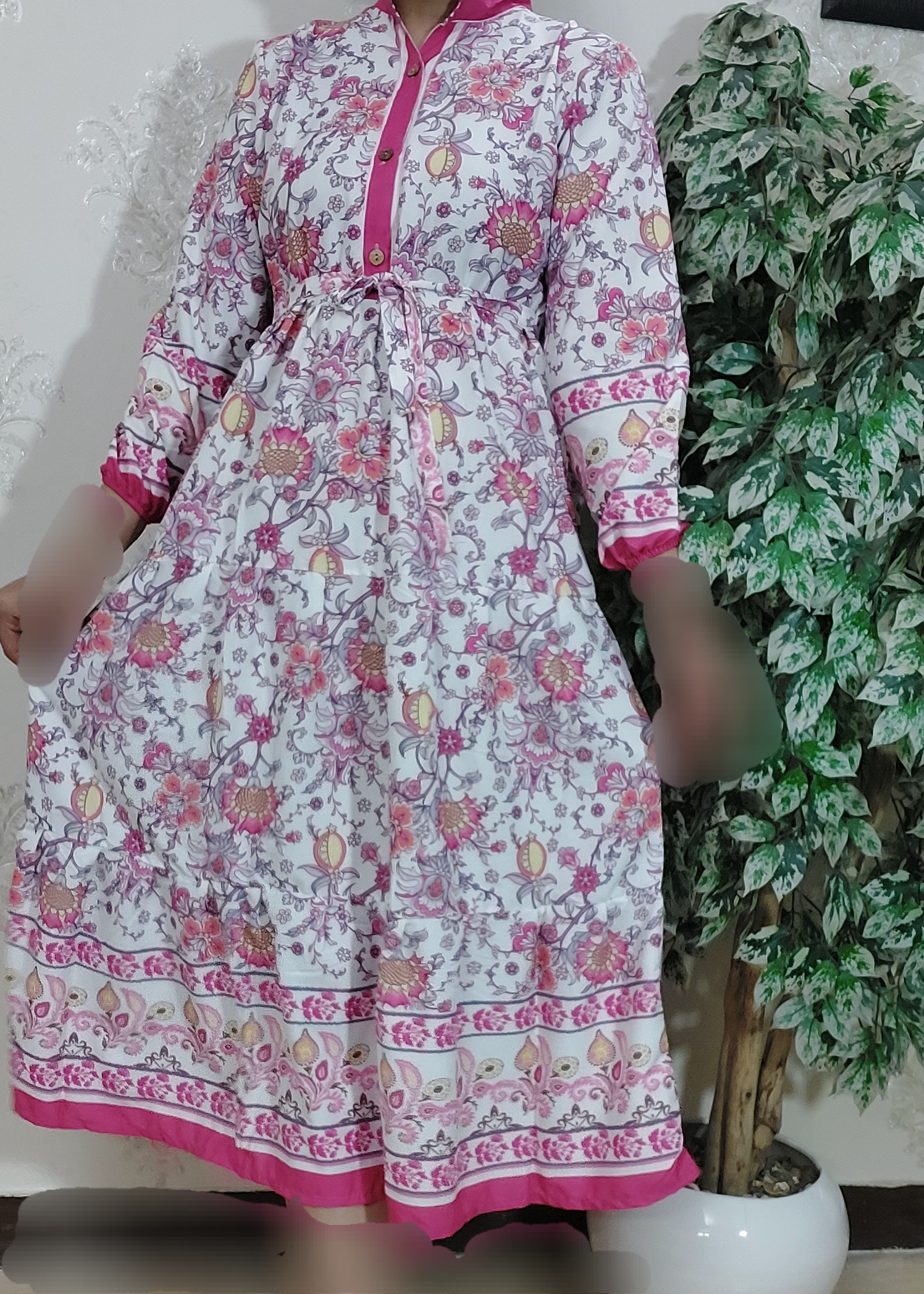 پیراهن بلند ساحلی زنانه کرپ بوگاتی فری سایز