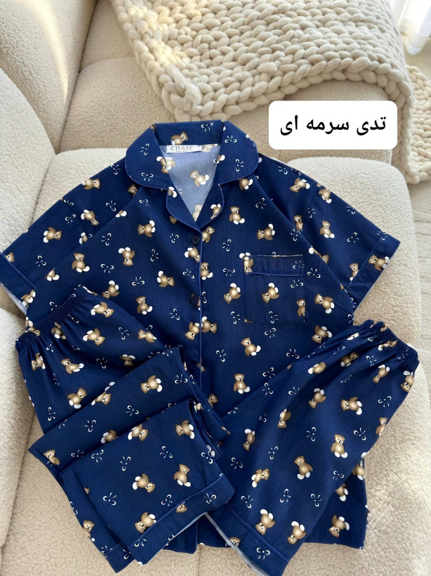 ست سه تیکه پیژامه زنانه وارداتی نخ پنبه فری سایز
