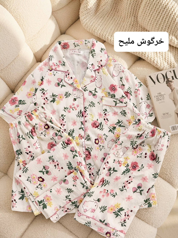 ست سه تیکه پیژامه زنانه وارداتی نخ پنبه فری سایز